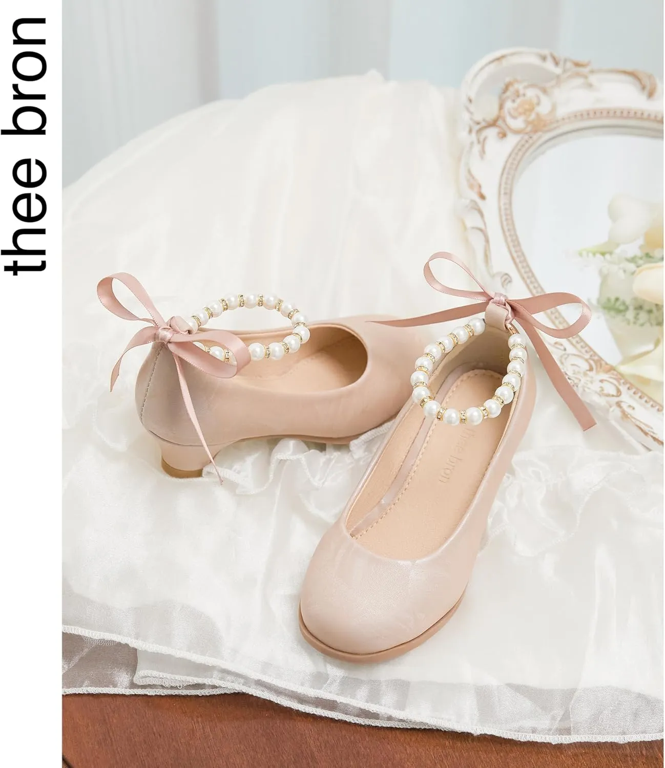 THEE BRON Girls Dress Shoes Mary Jane Heels Princess Wedding Party Pumps
