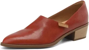TinaCus Soft Genuine Leather Handmade Chunky Heels Women's Slip On Pointed Toe Loafers Shoes