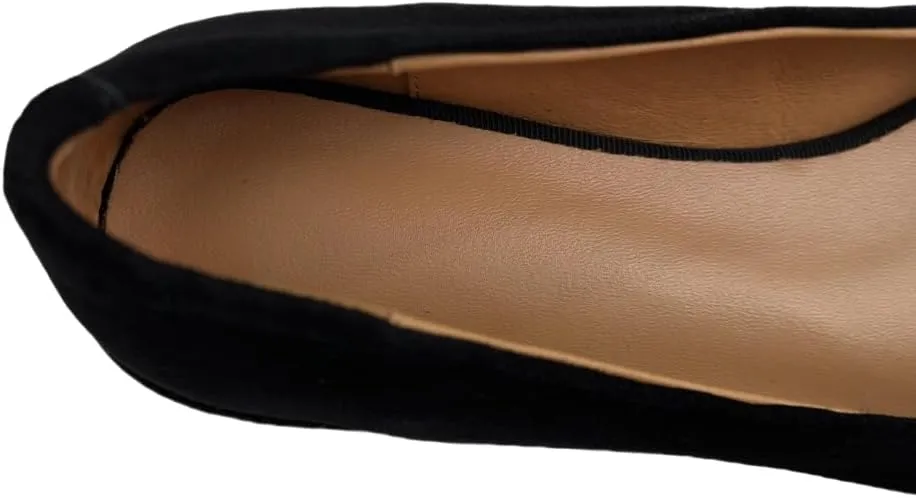 TinaCus Women's Square Toe Soft Suede Leather Handmade Button Décor Comfort Slip On Flats