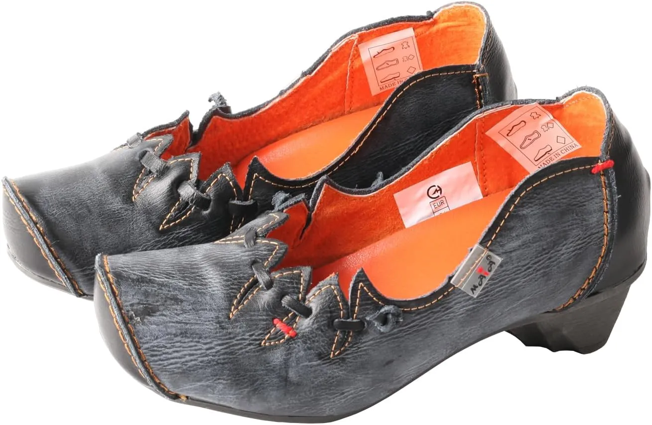 TMA EYES Women's Leather Soft Sole Slip on Low Heel Casual Shoes