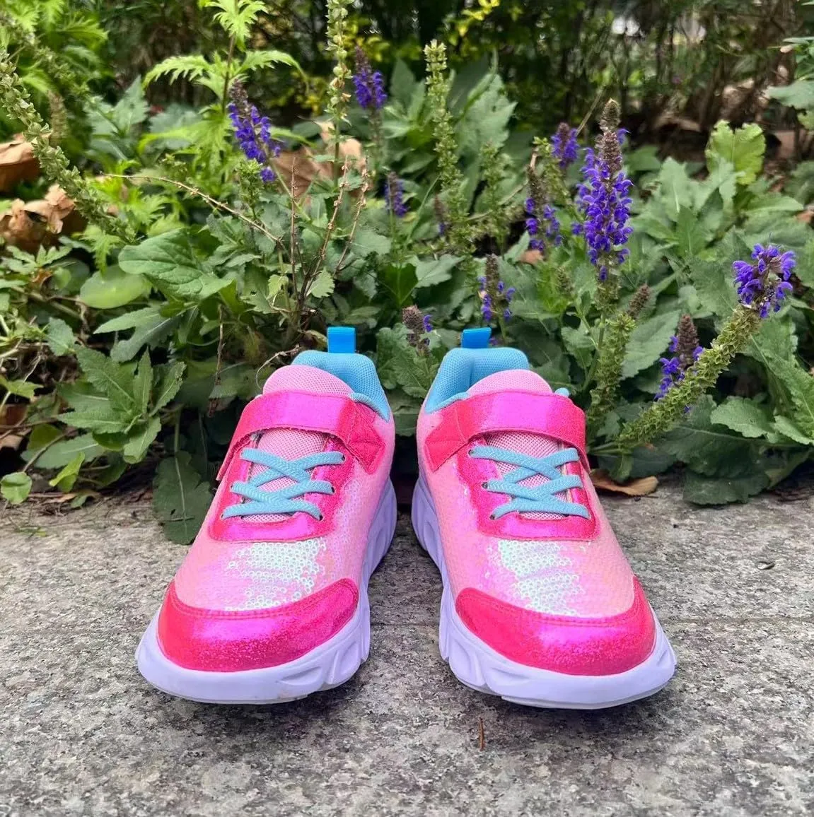 Toandon Toddler Kids Sparkle Breathable Lightweight Sneakers Light Up by Step