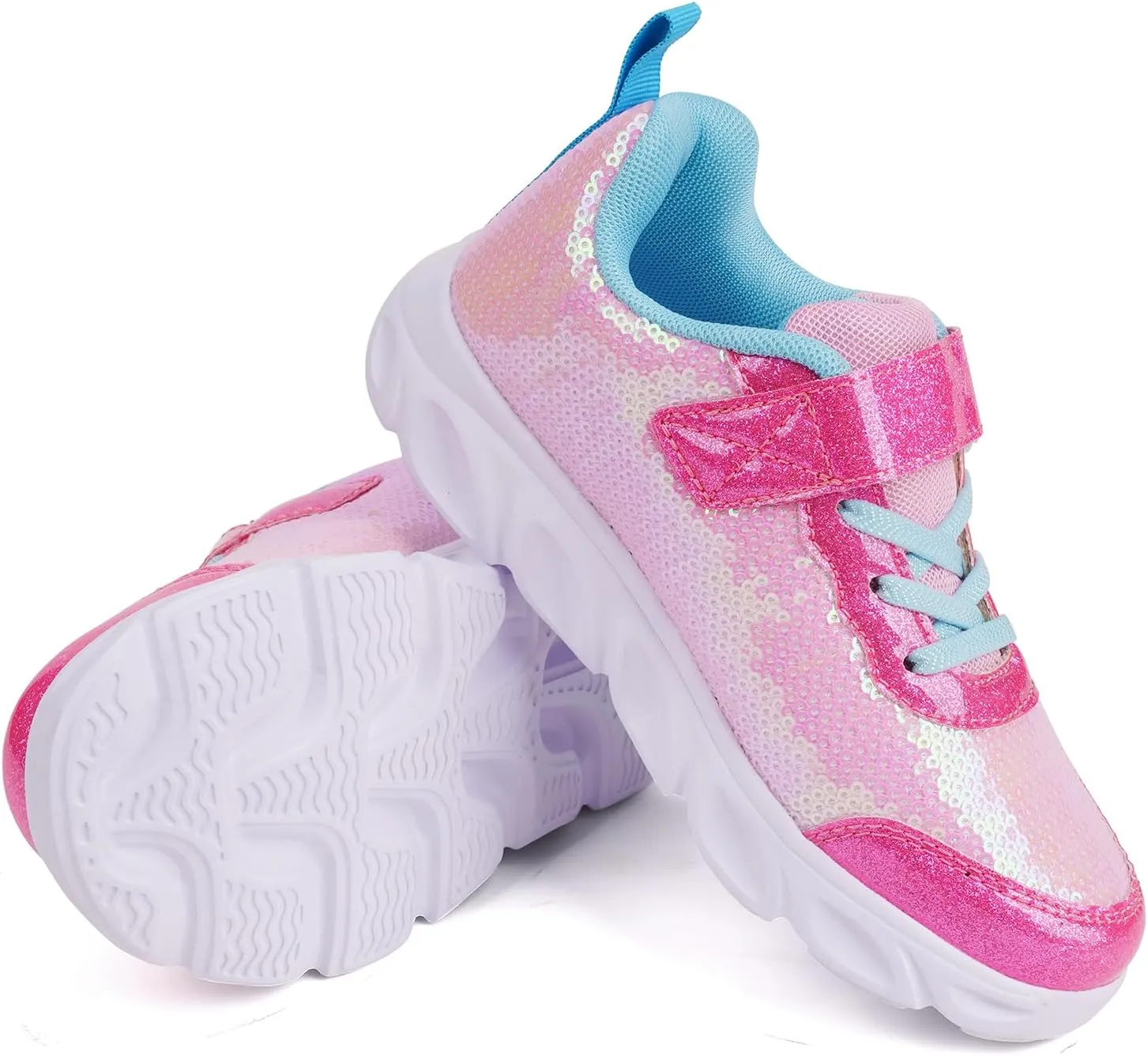 Toandon Toddler Kids Sparkle Breathable Lightweight Sneakers Light Up by Step