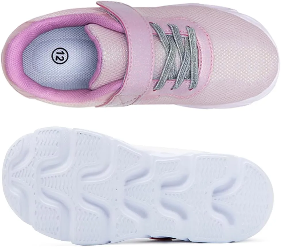 Toandon Toddler Kids Sparkle Breathable Lightweight Sneakers Light Up by Step