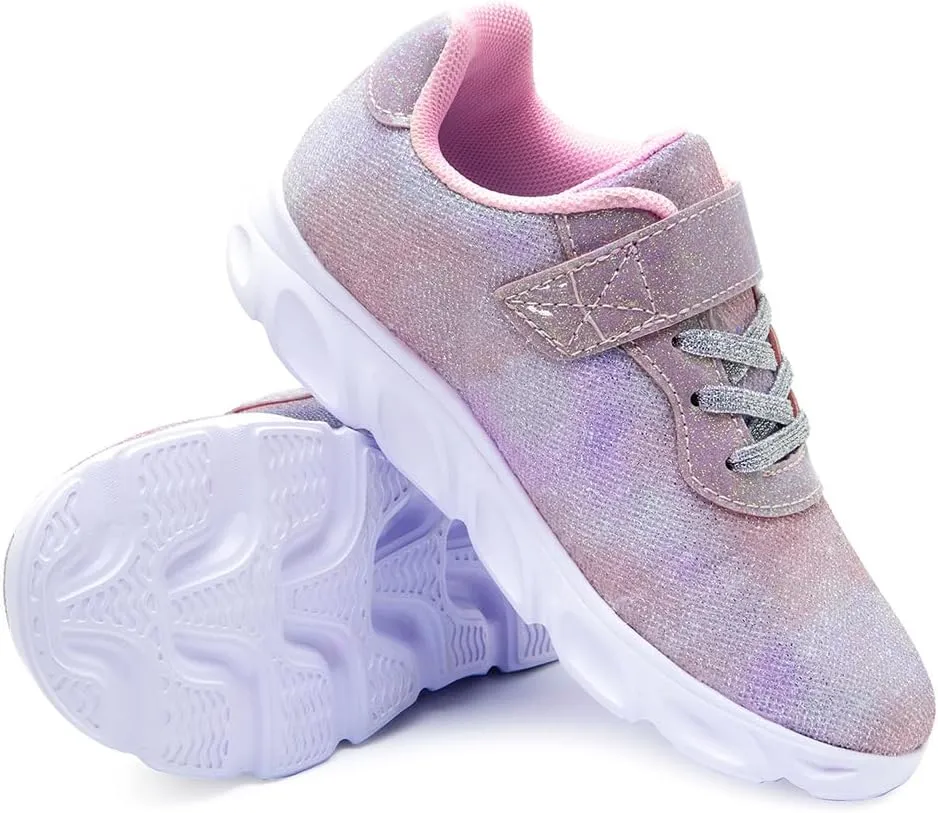 Toandon Toddler Kids Sparkle Breathable Lightweight Sneakers Light Up by Step