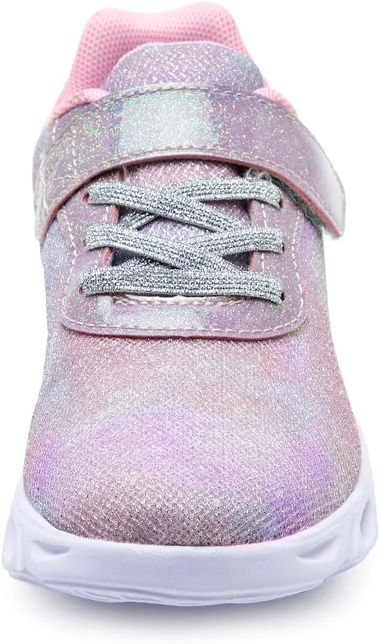 Toandon Toddler Kids Sparkle Breathable Lightweight Sneakers Light Up by Step