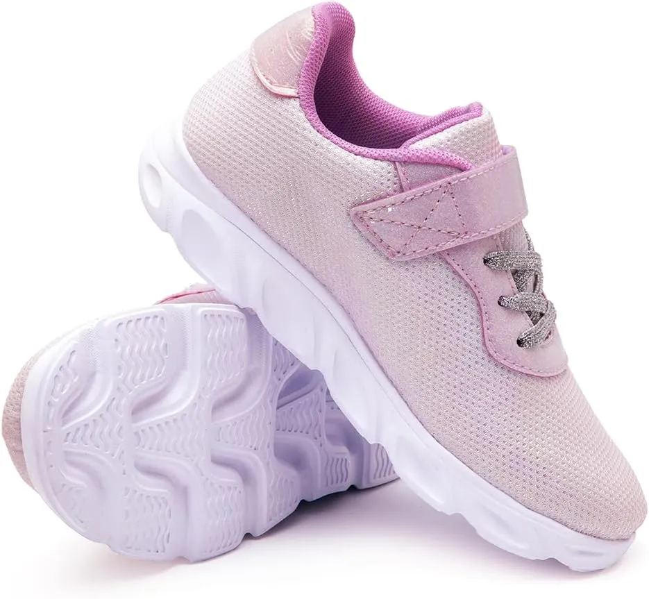 Toandon Toddler Kids Sparkle Breathable Lightweight Sneakers Light Up by Step