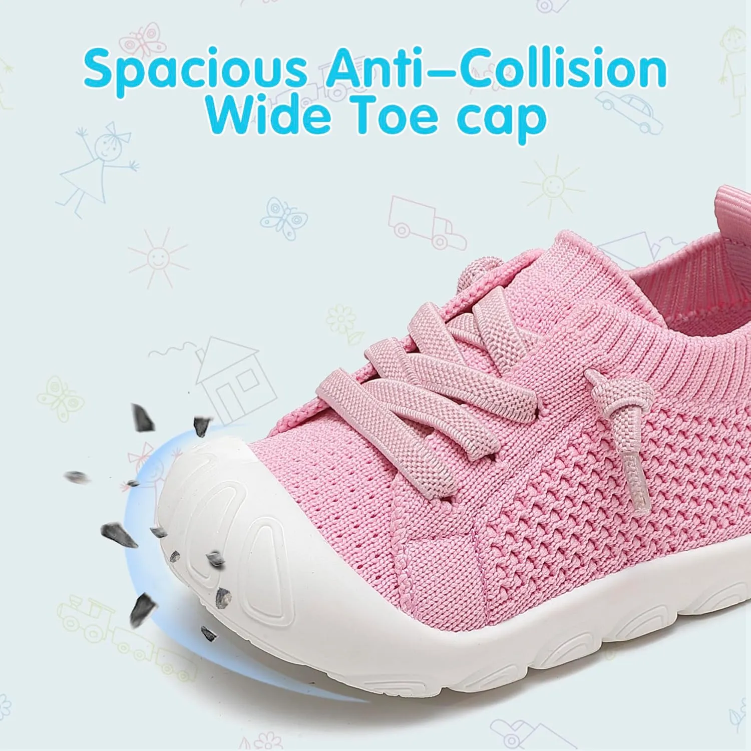 Toddler Baby Girls Boys Shoes Toddler Walking Sneakers Kids Barefoot Slip on Tennis Infant Shoes Lightweight Breathable for First Babies