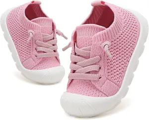 Toddler Baby Girls Boys Shoes Toddler Walking Sneakers Kids Barefoot Slip on Tennis Infant Shoes Lightweight Breathable for First Babies