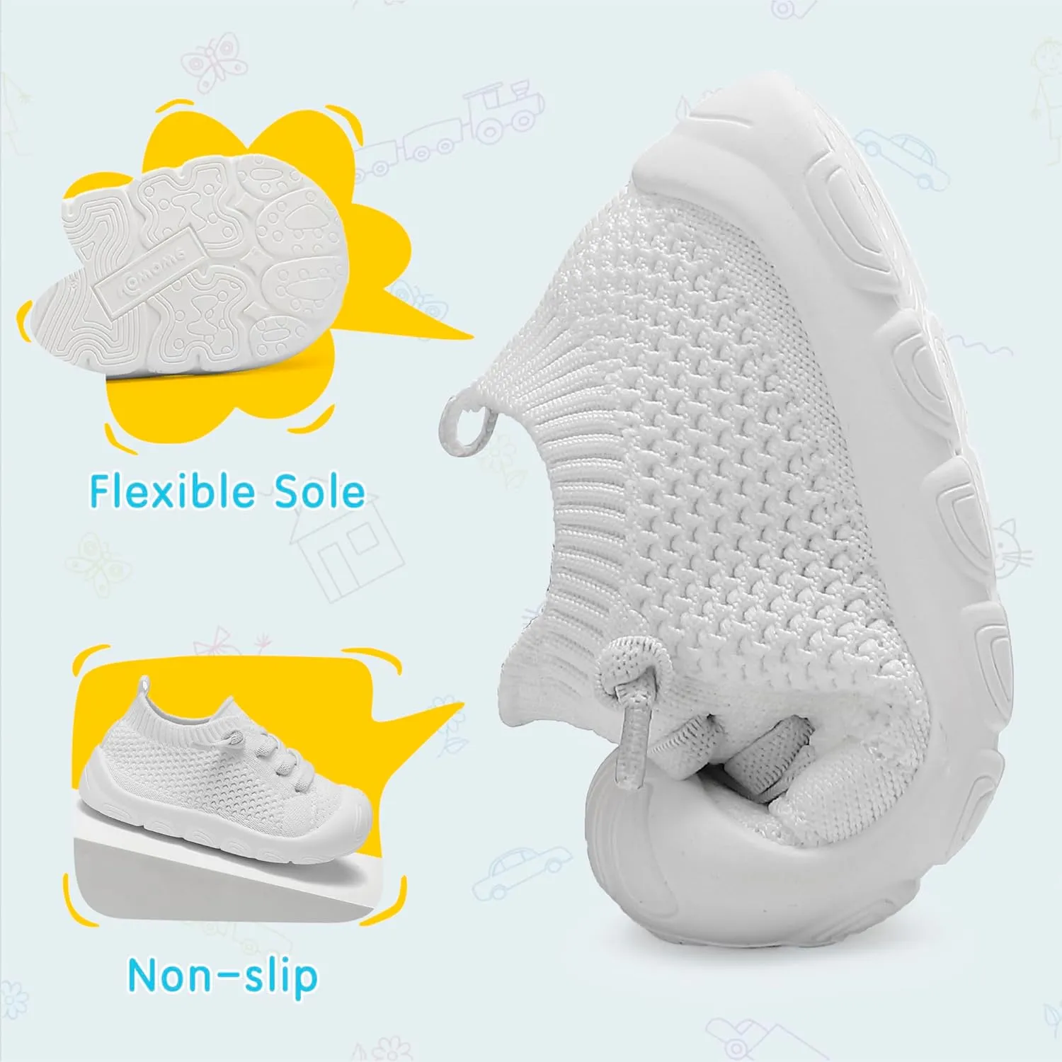 Toddler Baby Girls Boys Shoes Toddler Walking Sneakers Kids Barefoot Slip on Tennis Infant Shoes Lightweight Breathable for First Babies