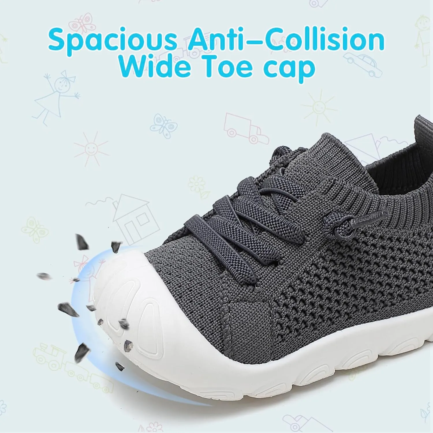 Toddler Baby Girls Boys Shoes Toddler Walking Sneakers Kids Barefoot Slip on Tennis Infant Shoes Lightweight Breathable for First Babies