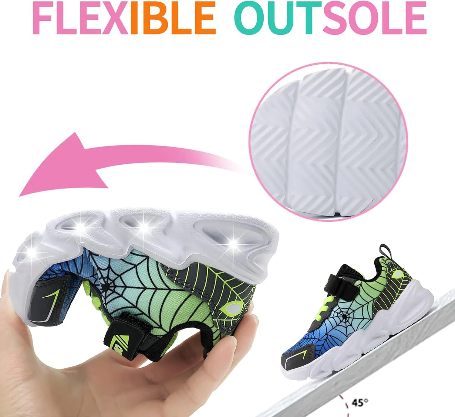Toddler Boys Light Up Shoes Lightweight LED Flashing Breathable Mesh Walking Sneakers for Toddler and Little Kids