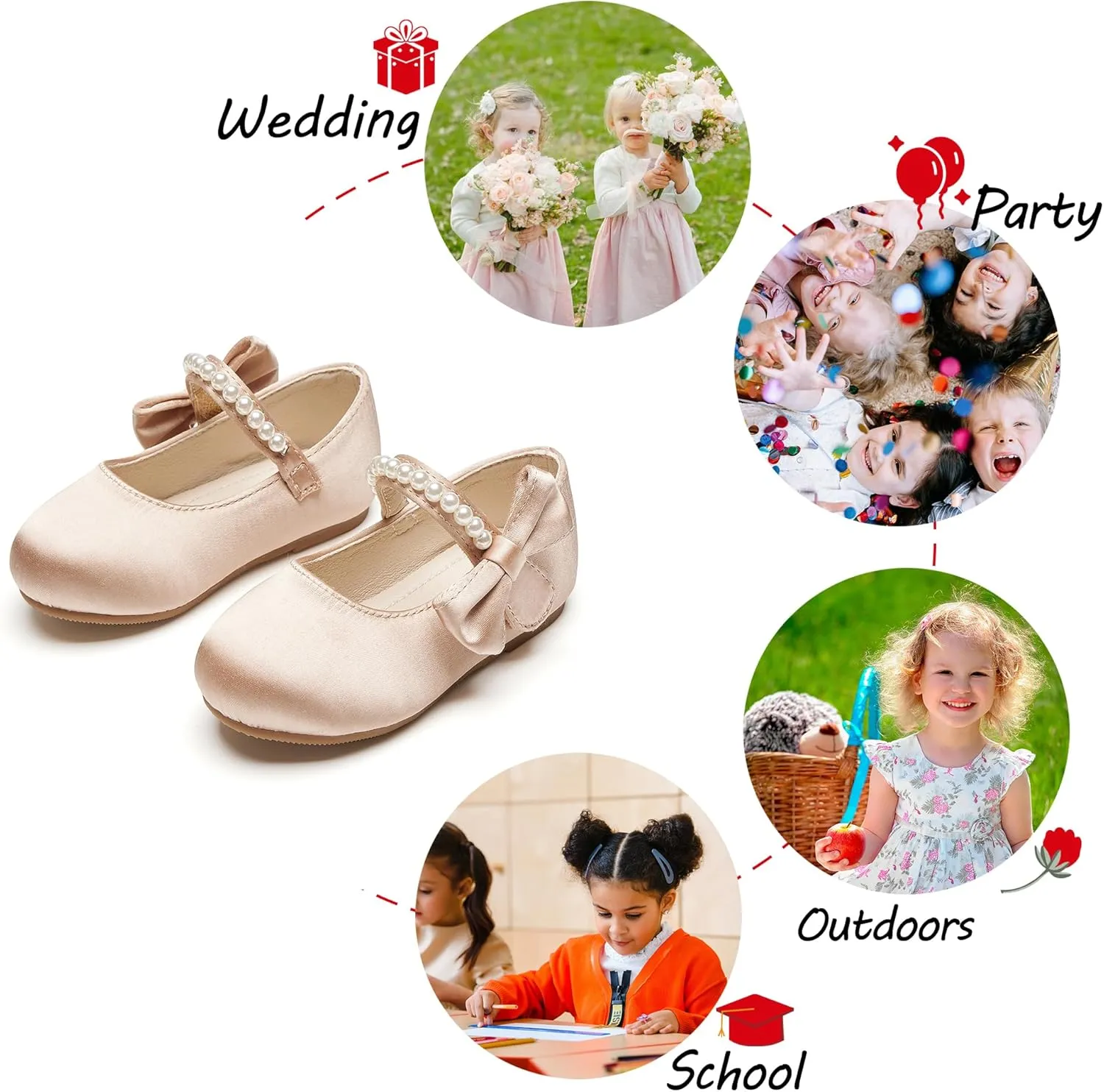 Toddler Flower Girl Dress Shoes - Little Girl Mary Janes for Wedding Party