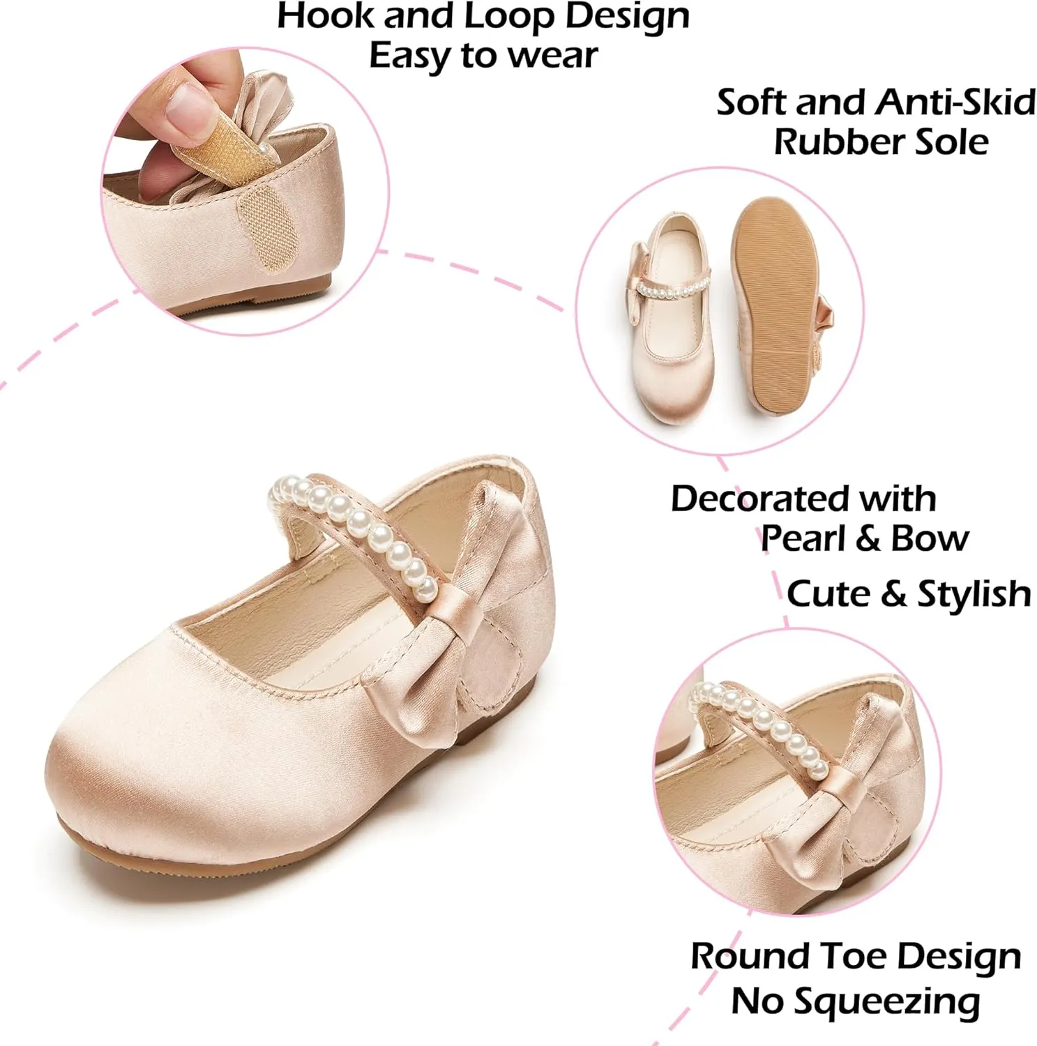 Toddler Flower Girl Dress Shoes - Little Girl Mary Janes for Wedding Party