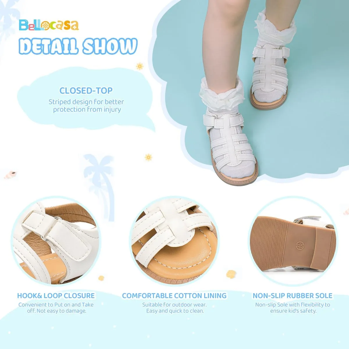 Toddler Girls Sandals Little Girl Summer Flat Sandal Baby Open Toe Outdoor Beach Holiday Dress Shoes