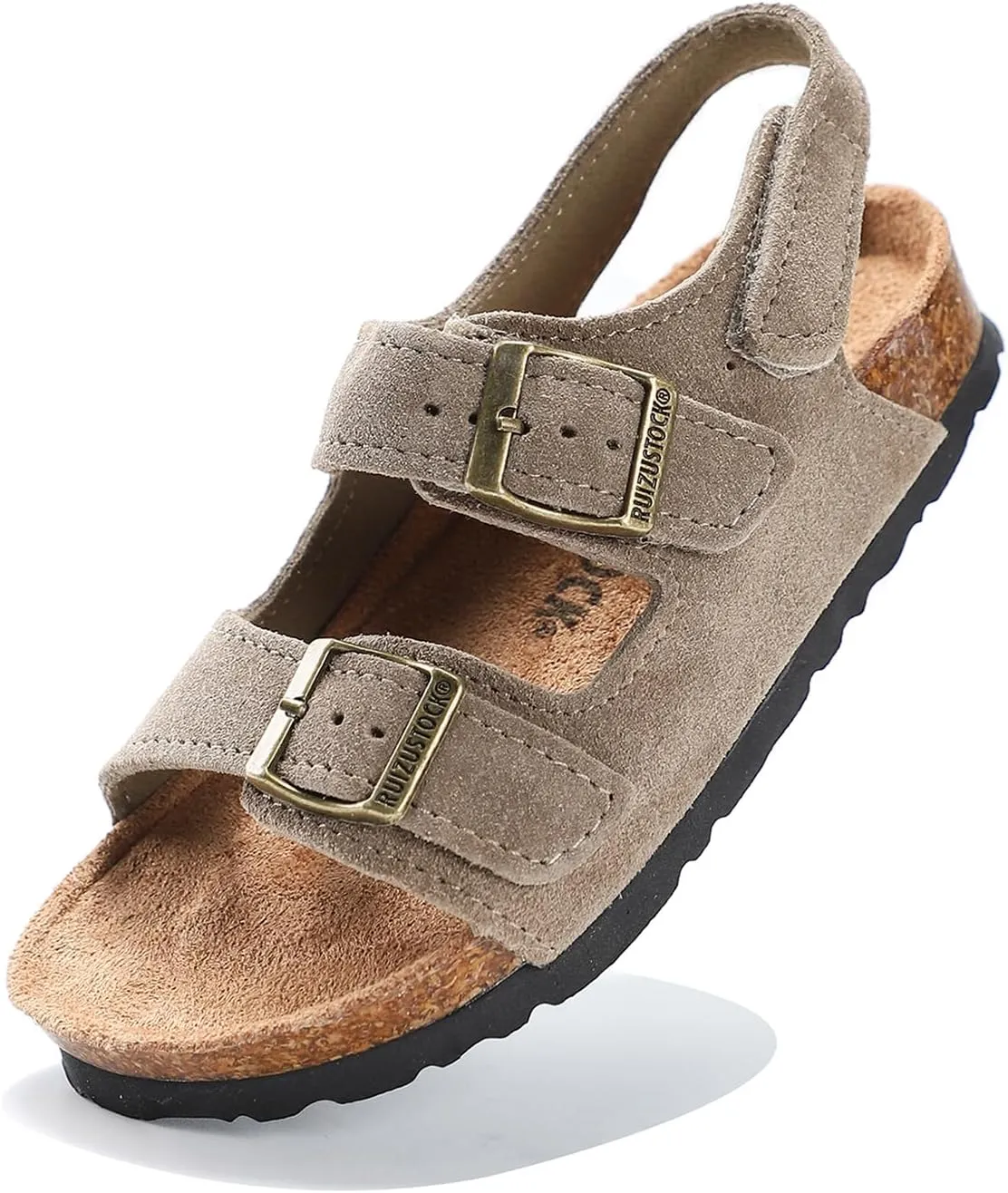 Toddler Sandals Boys Girls Cork Footbed Sandals Kids Adjustable Back Strap Slippers Double Buckle Slide Beach Shoes for Indoor Outdoor