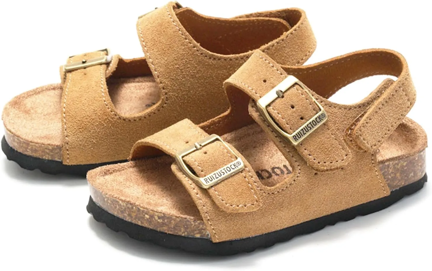 Toddler Sandals Boys Girls Cork Footbed Sandals Kids Adjustable Back Strap Slippers Double Buckle Slide Beach Shoes for Indoor Outdoor