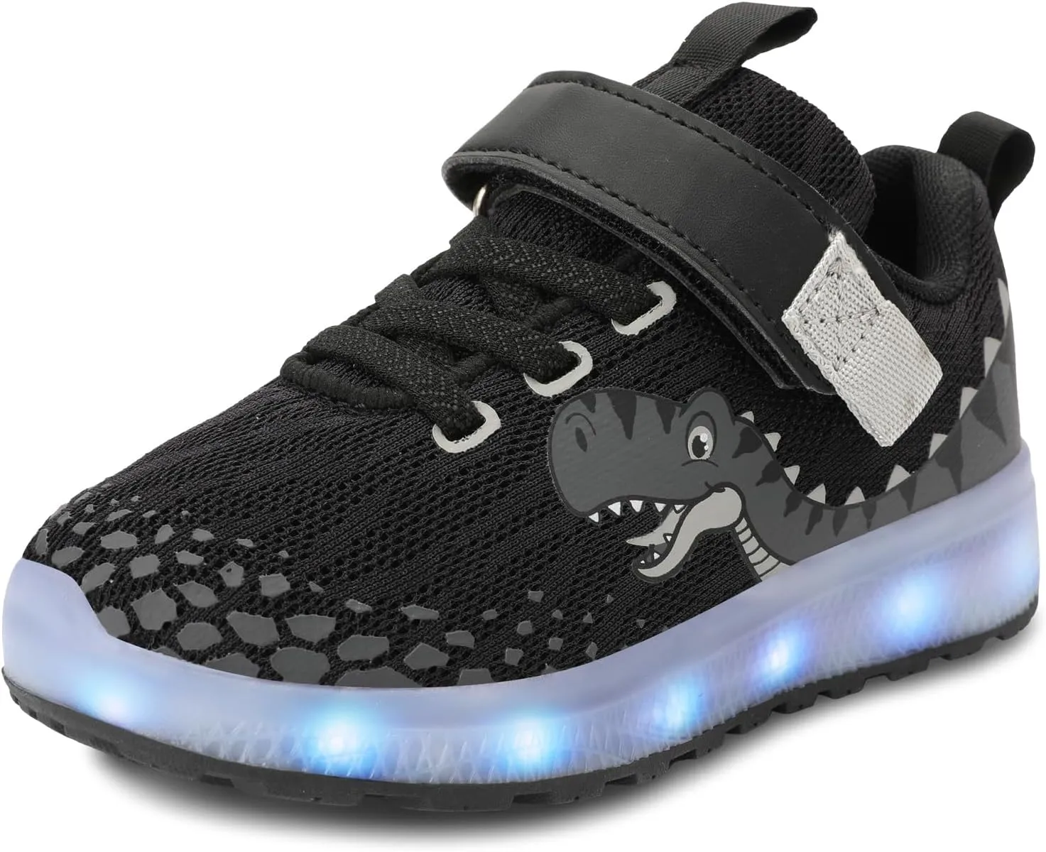 Toddler Sneakers Light Up Shoes for Boy Girl with Hook and Loop Comfortable Led Shoes Non-Slip Dinosaur Shark Shoes Little Kid