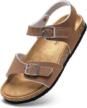 Torotto Girls Boys Sandals with Cork Footbed Adjustable Buckle Casual Slides Sandals Open Toes Flat for Kids Toddler