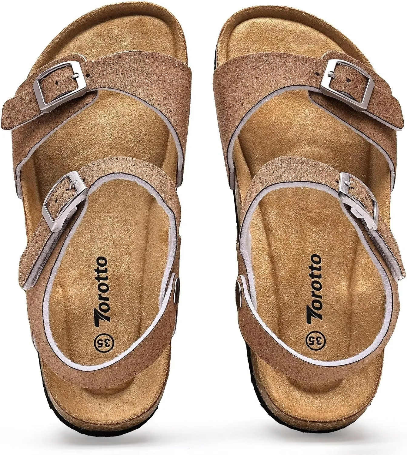 Torotto Girls Boys Sandals with Cork Footbed Adjustable Buckle Casual Slides Sandals Open Toes Flat for Kids Toddler