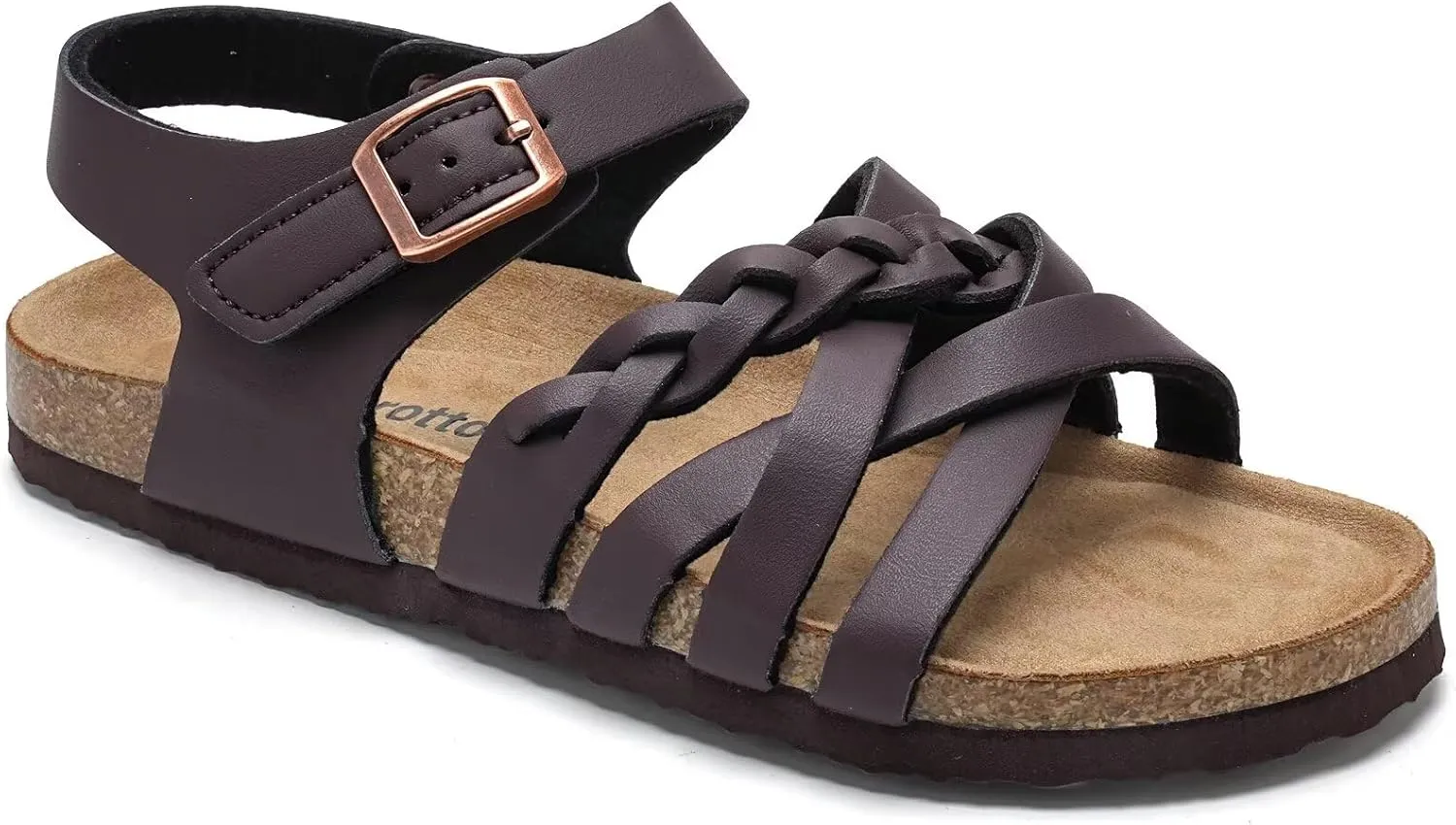 Torotto Girls Sandals with Cork Footbed Adjustable Buckle Casual Slides Sandals Open Toes Flat for Kids Toddler