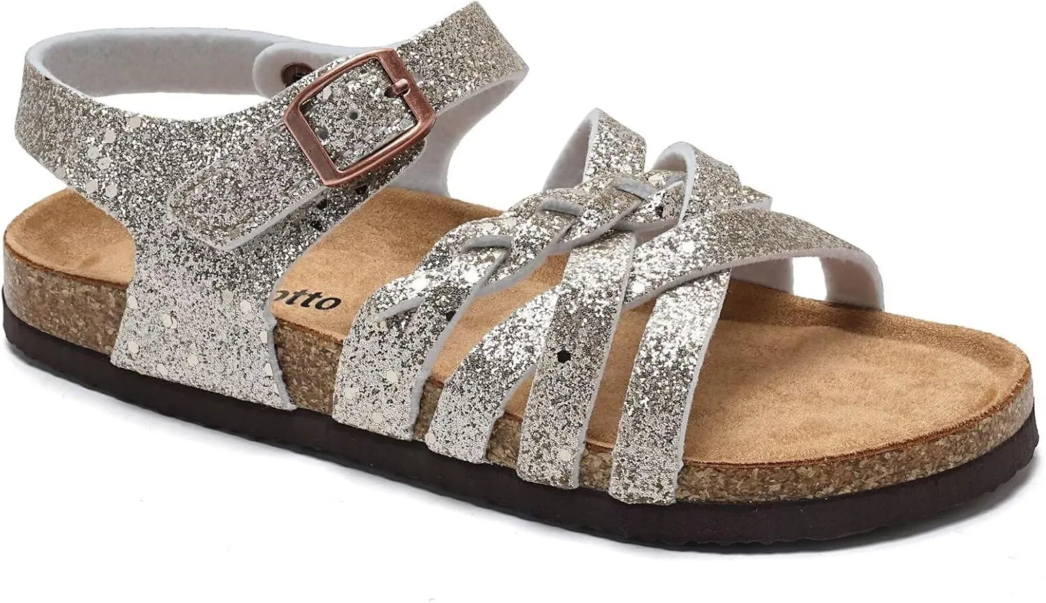 Torotto Girls Sandals with Cork Footbed Adjustable Buckle Casual Slides Sandals Open Toes Flat for Kids Toddler