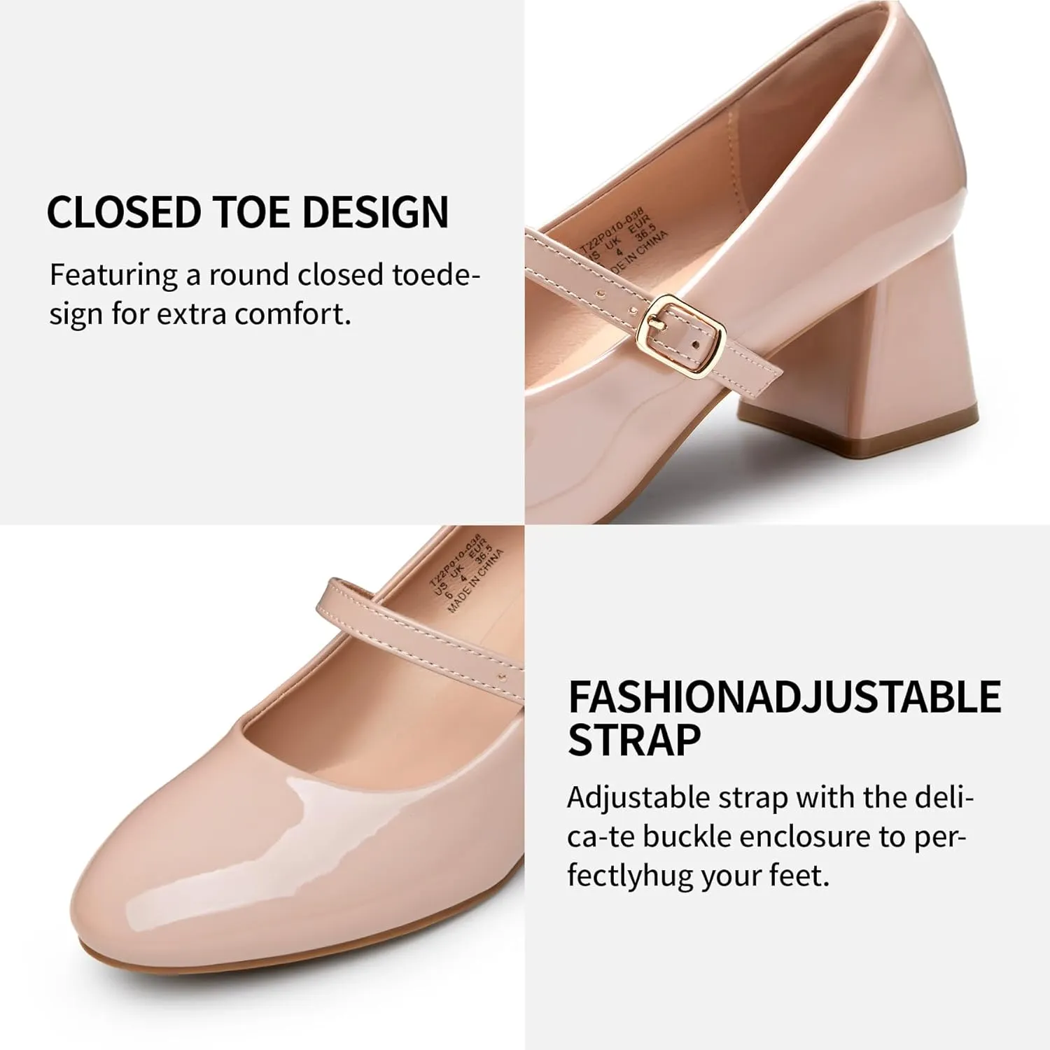 Trary Mary Jane Shoes Women, Chunky Mary Janes Heels for Women Shoes Dressy Casual, Dress Shoes for Women Block Heels Closed Toe Mary Jane Pumps