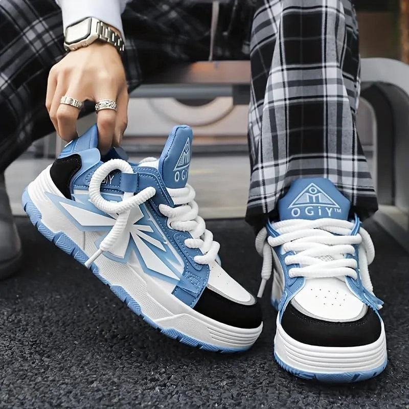 Trendy Platform Skate Shoes for Men, Non Slip Comfy Lace Up Casual Shoes for All Seasons Street Walking Traveling Casual Outdoor Activities