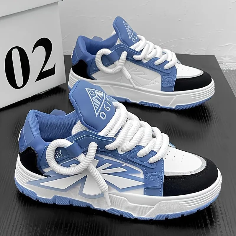 Trendy Platform Skate Shoes for Men, Non Slip Comfy Lace Up Casual Shoes for All Seasons Street Walking Traveling Casual Outdoor Activities