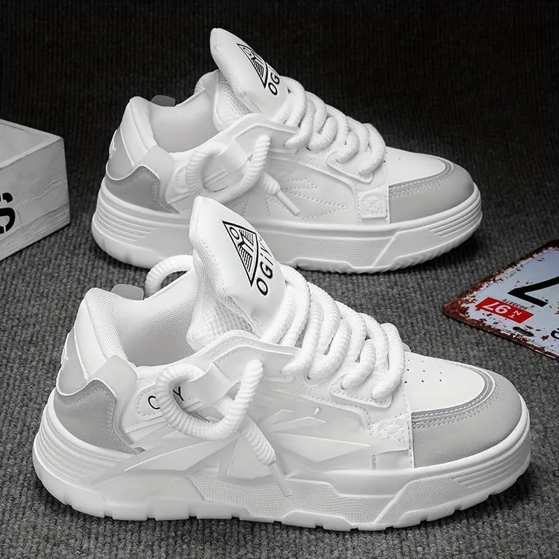 Trendy Platform Skate Shoes for Men, Non Slip Comfy Lace Up Casual Shoes for All Seasons Street Walking Traveling Casual Outdoor Activities