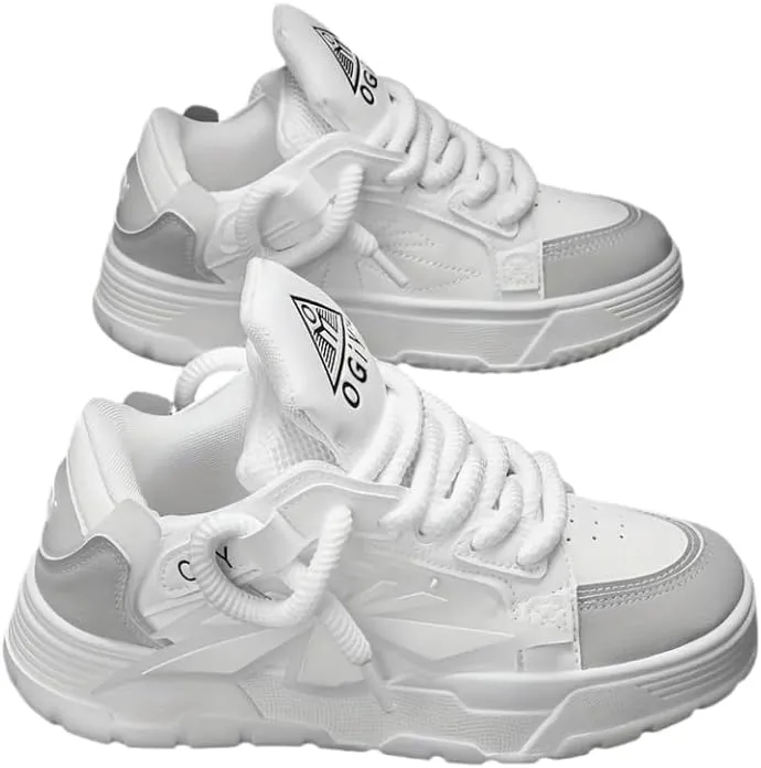 Trendy Platform Skate Shoes for Men, Non Slip Comfy Lace Up Casual Shoes for All Seasons Street Walking Traveling Casual Outdoor Activities
