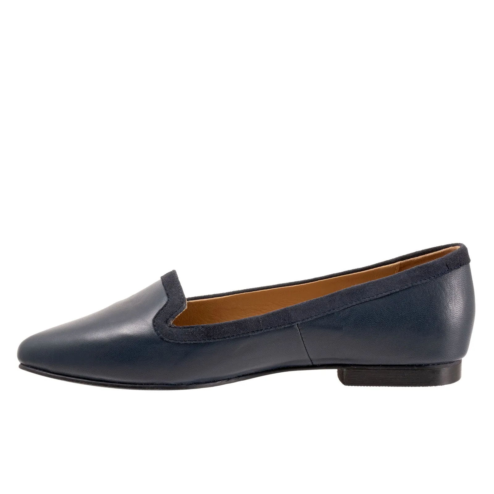 Trotters Hannah T2270-400 Womens Blue Narrow Leather Loafer Flats Shoes