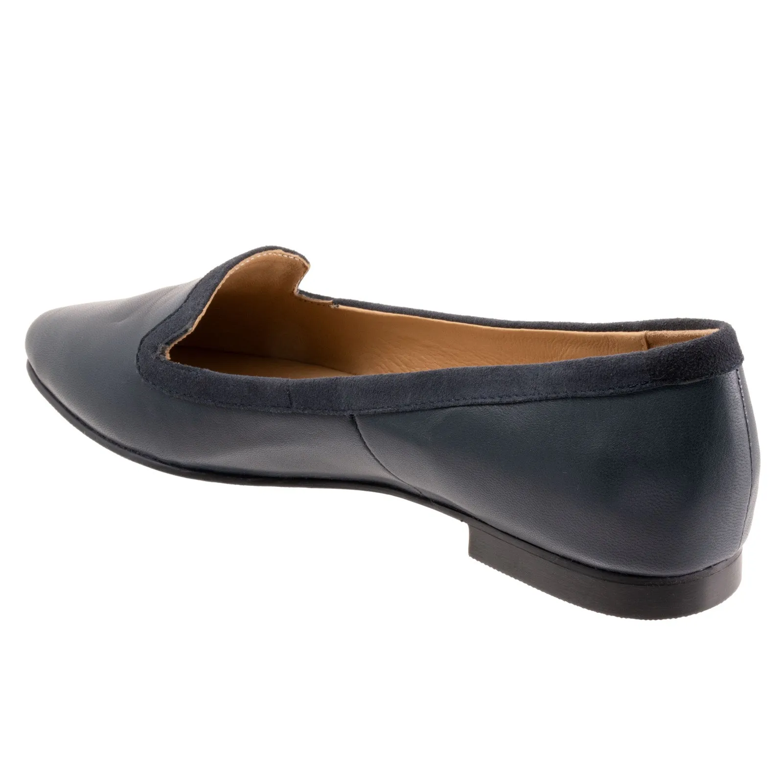Trotters Hannah T2270-400 Womens Blue Narrow Leather Loafer Flats Shoes