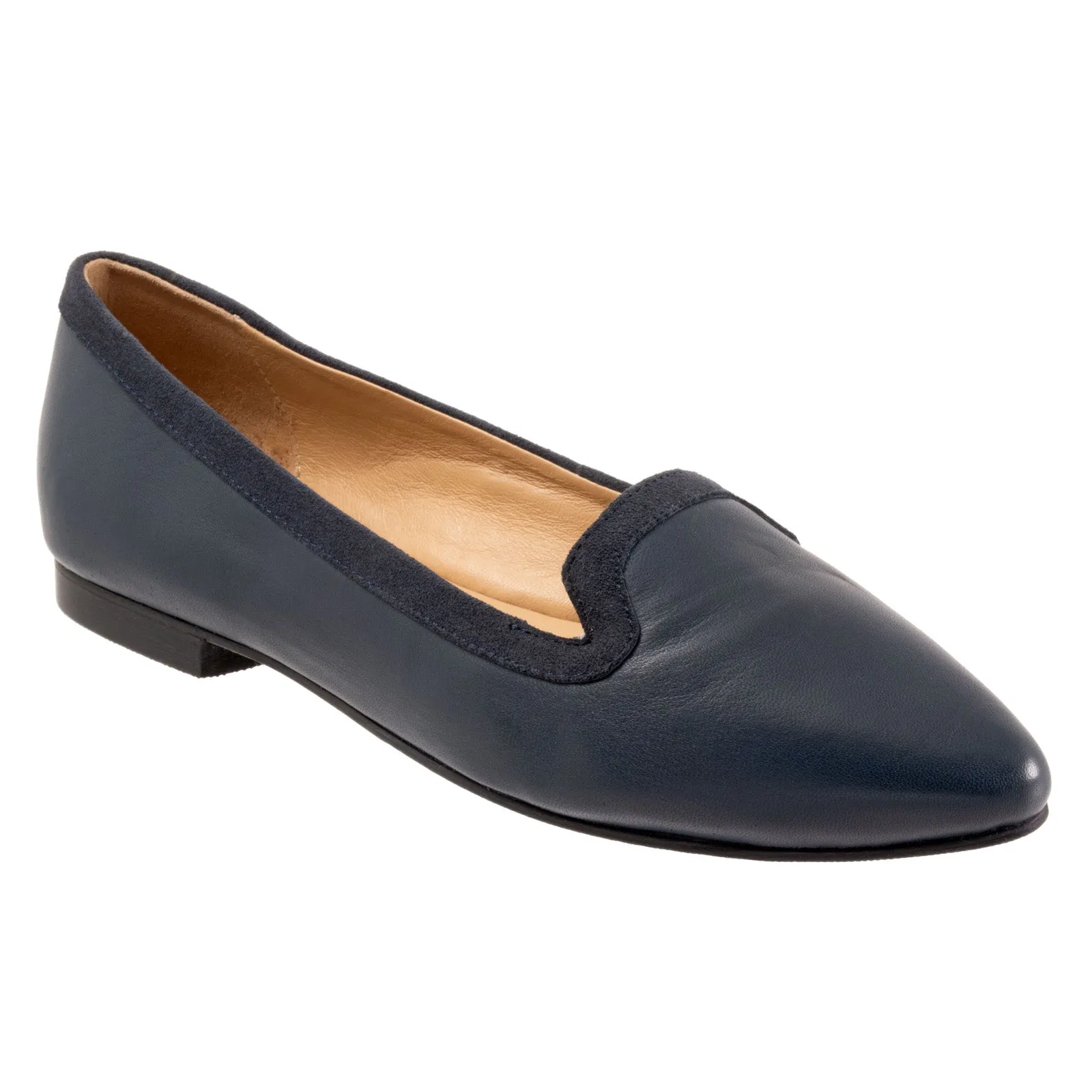 Trotters Hannah T2270-400 Womens Blue Narrow Leather Loafer Flats Shoes