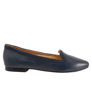 Trotters Hannah T2270-400 Womens Blue Narrow Leather Loafer Flats Shoes