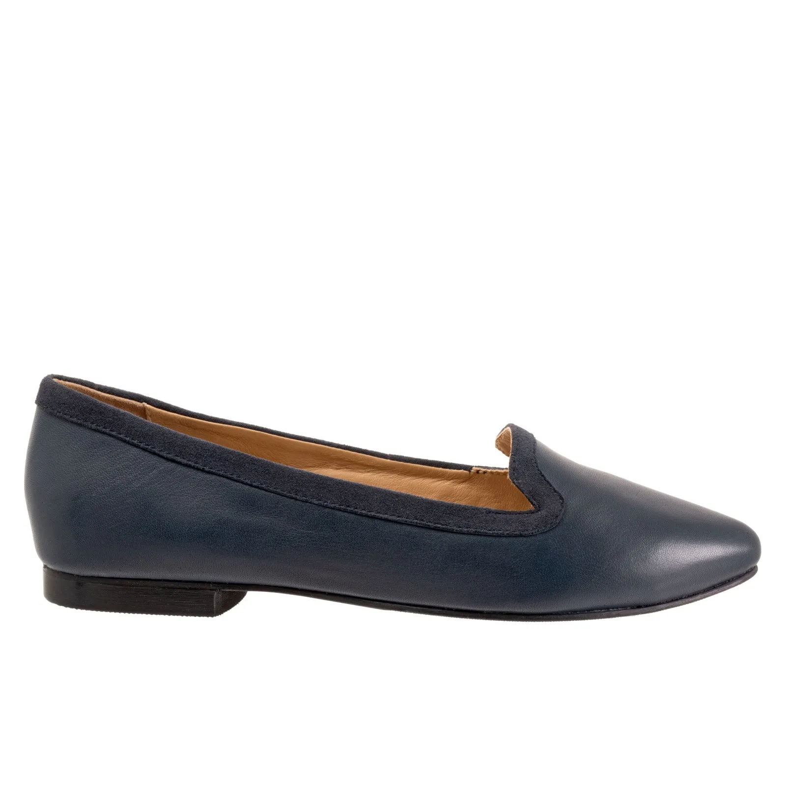 Trotters Hannah T2270-400 Womens Blue Narrow Leather Loafer Flats Shoes