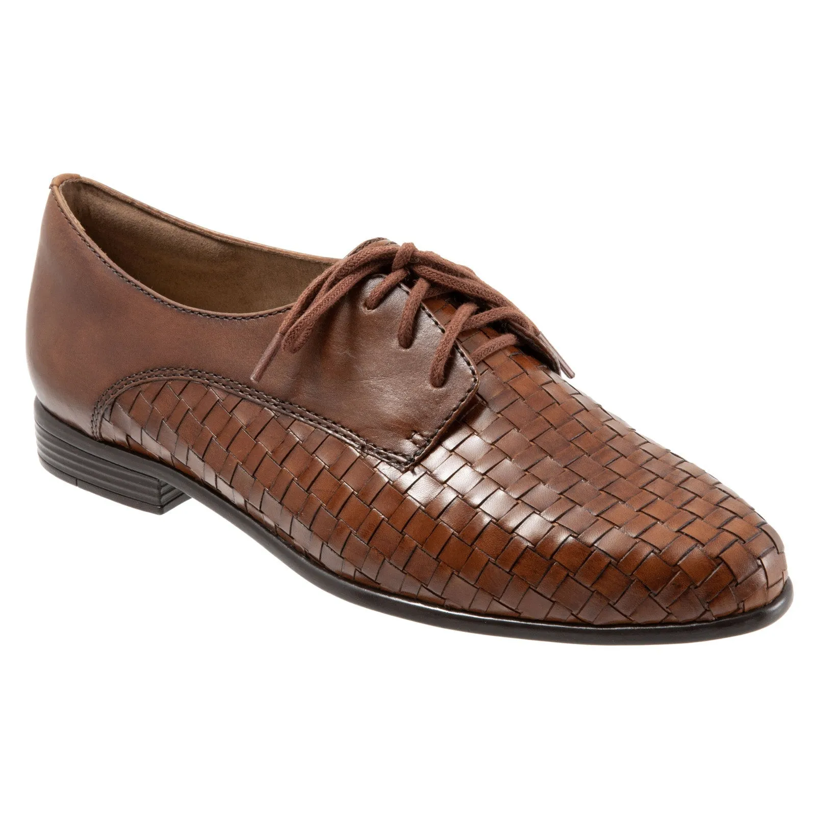 Trotters Lizzie T1858-206 Womens Brown Narrow Leather Loafer Flats Shoes