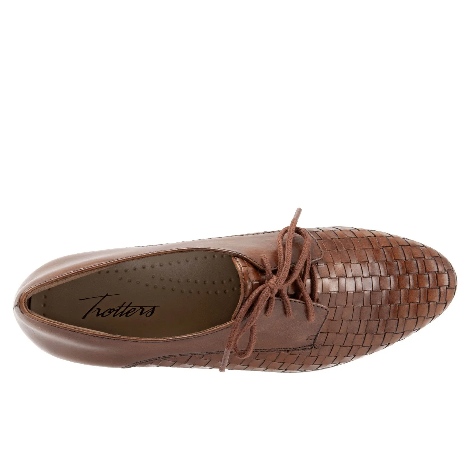 Trotters Lizzie T1858-206 Womens Brown Narrow Leather Loafer Flats Shoes