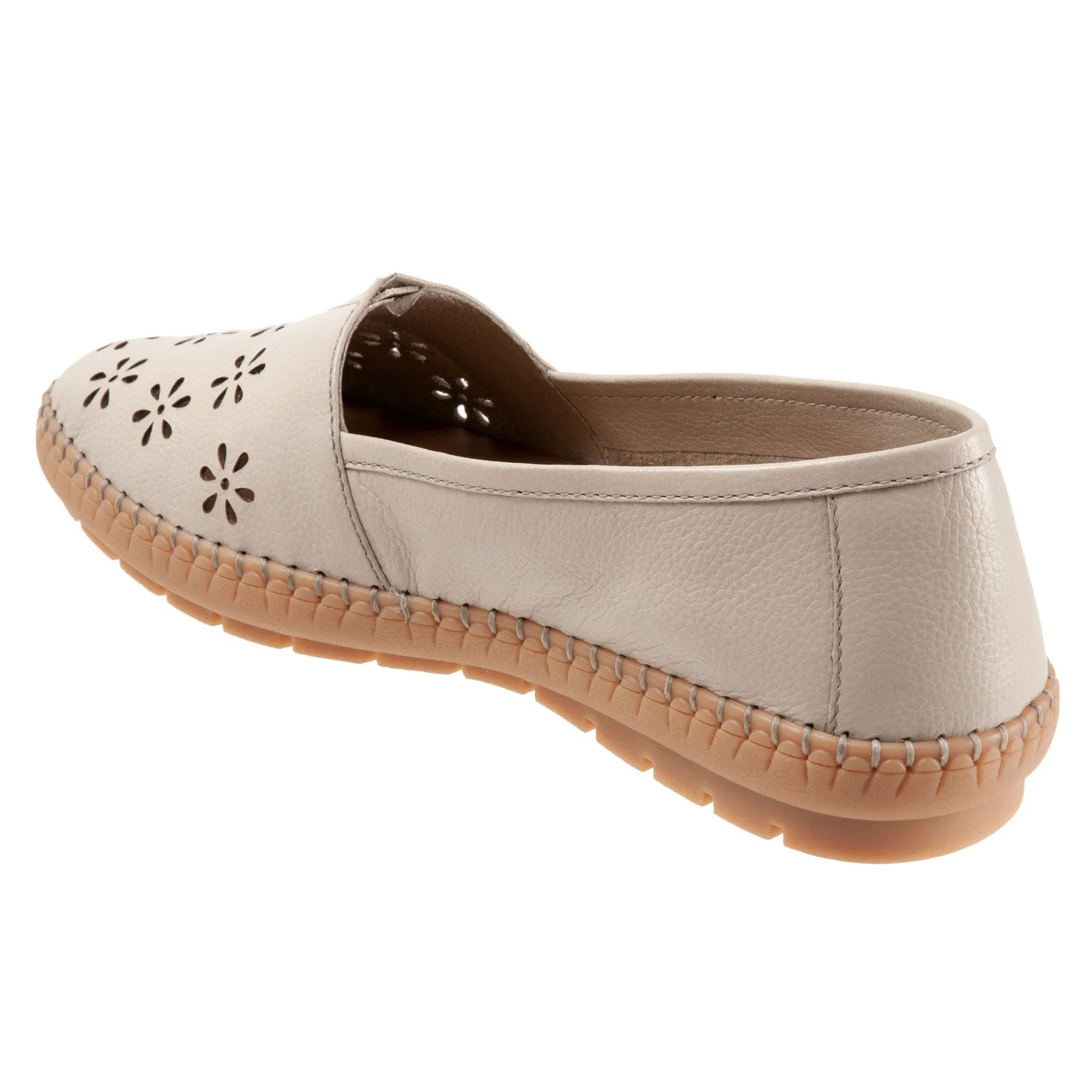 Trotters Rosie T2233-112 Womens Beige Wide Leather Loafer Flats Shoes