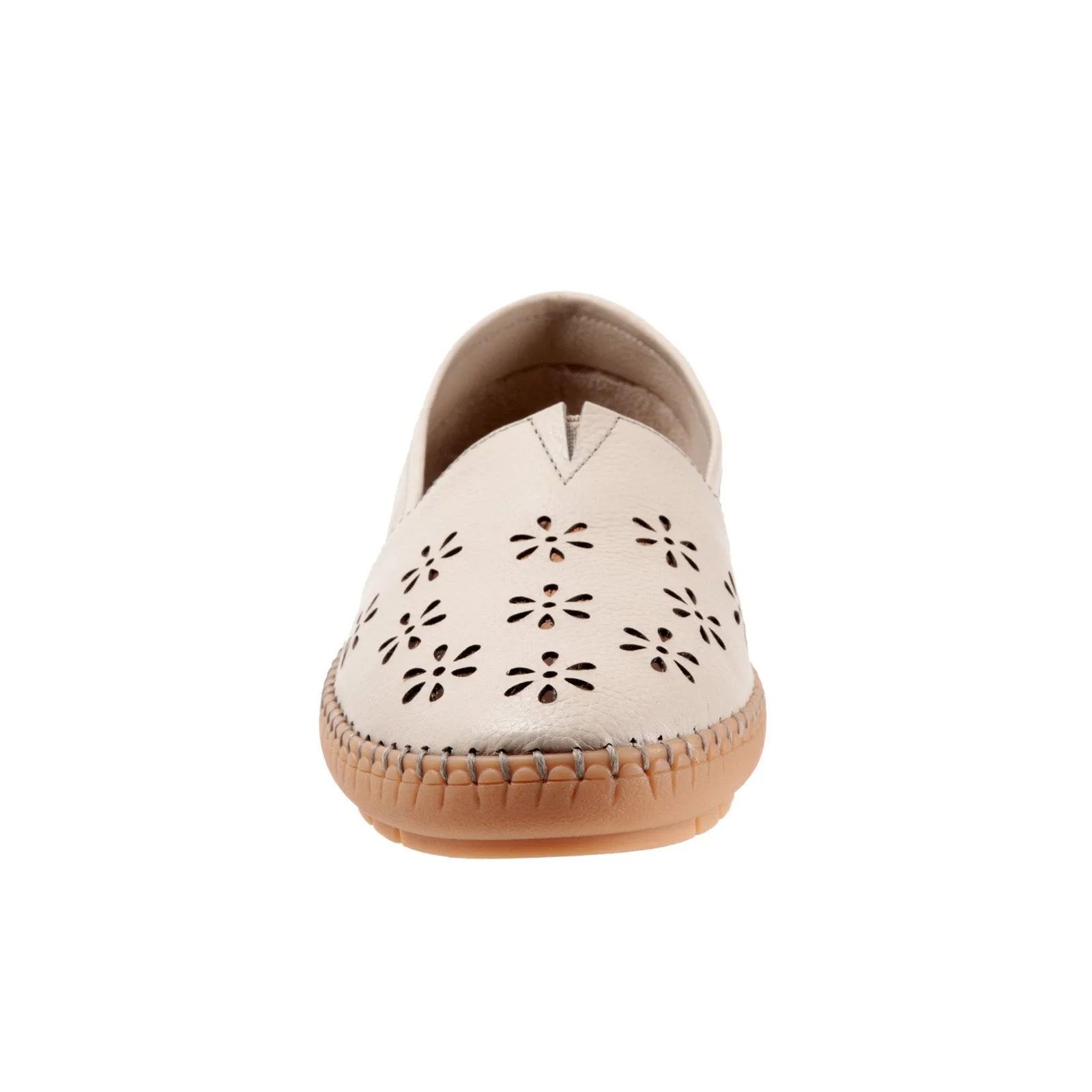 Trotters Rosie T2233-112 Womens Beige Wide Leather Loafer Flats Shoes