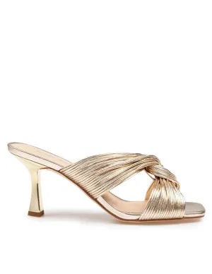 Twisted Strap Metallic Leather Mule