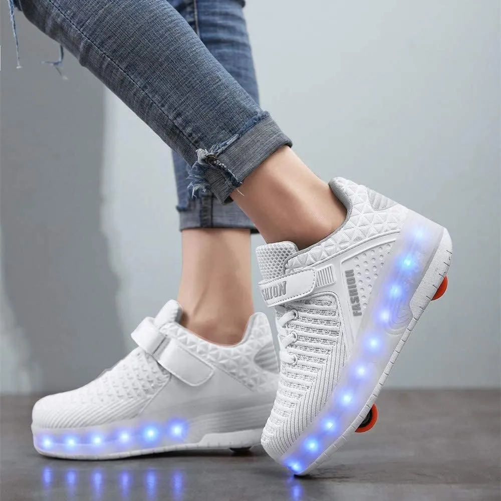 Ufatansy Roller Shoes Girls Boys Sneakers with Wheels Roller Skate Shoes USB Charging LED Light Up Footwear Skates for Beginner Trainers Kids Lightweight Breatheable Shoe