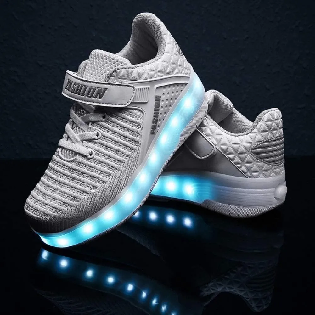 Ufatansy Roller Shoes Girls Boys Sneakers with Wheels Roller Skate Shoes USB Charging LED Light Up Footwear Skates for Beginner Trainers Kids Lightweight Breatheable Shoe