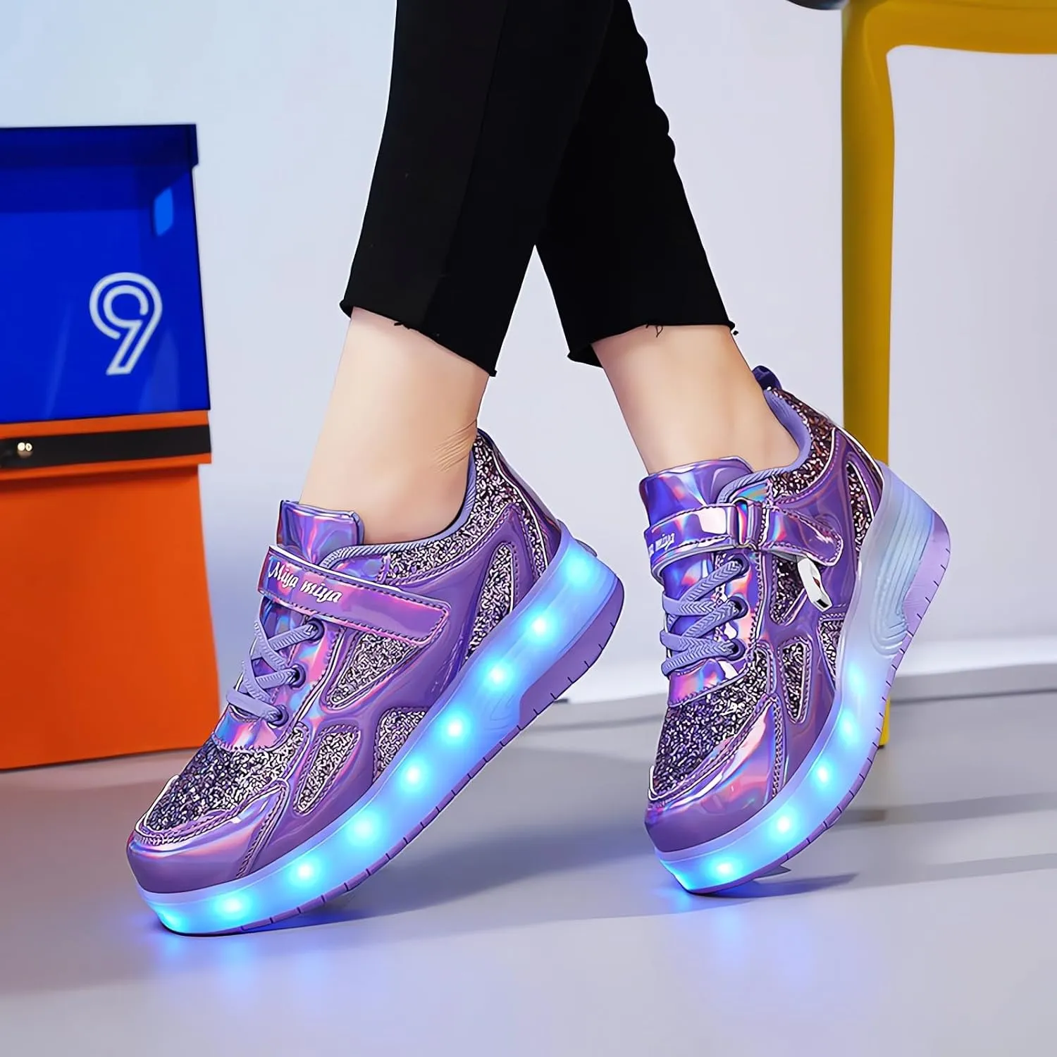 Ufatansy Roller Shoes Girls Boys Sneakers with Wheels Roller Skate Shoes USB Charging with LED Light Up Shinny Skates for Beginner Trainers Kids Lightweight Breatheable Shoe Footwear