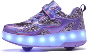 Ufatansy Roller Shoes Girls Boys Sneakers with Wheels Roller Skate Shoes USB Charging with LED Light Up Shinny Skates for Beginner Trainers Kids Lightweight Breatheable Shoe Footwear