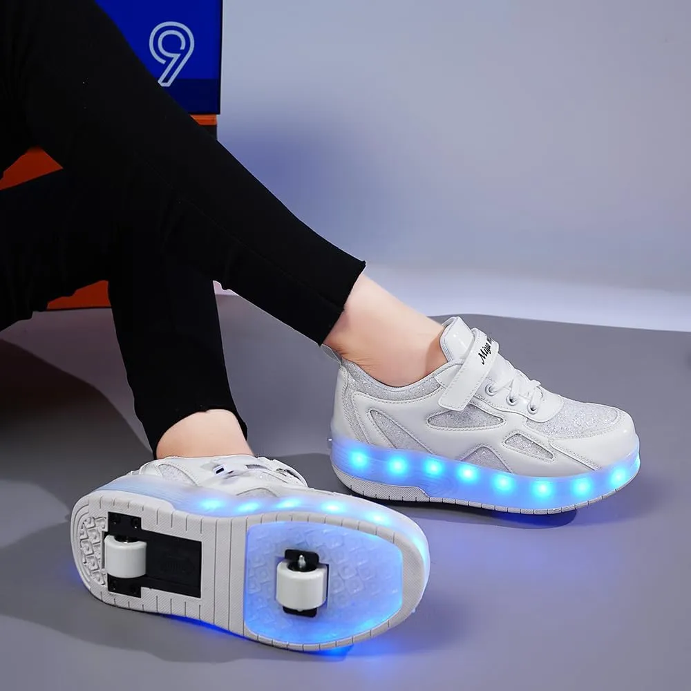 Ufatansy Roller Shoes Girls Boys Sneakers with Wheels Roller Skate Shoes USB Charging with LED Light Up Shinny Skates for Beginner Trainers Kids Lightweight Breatheable Shoe Footwear
