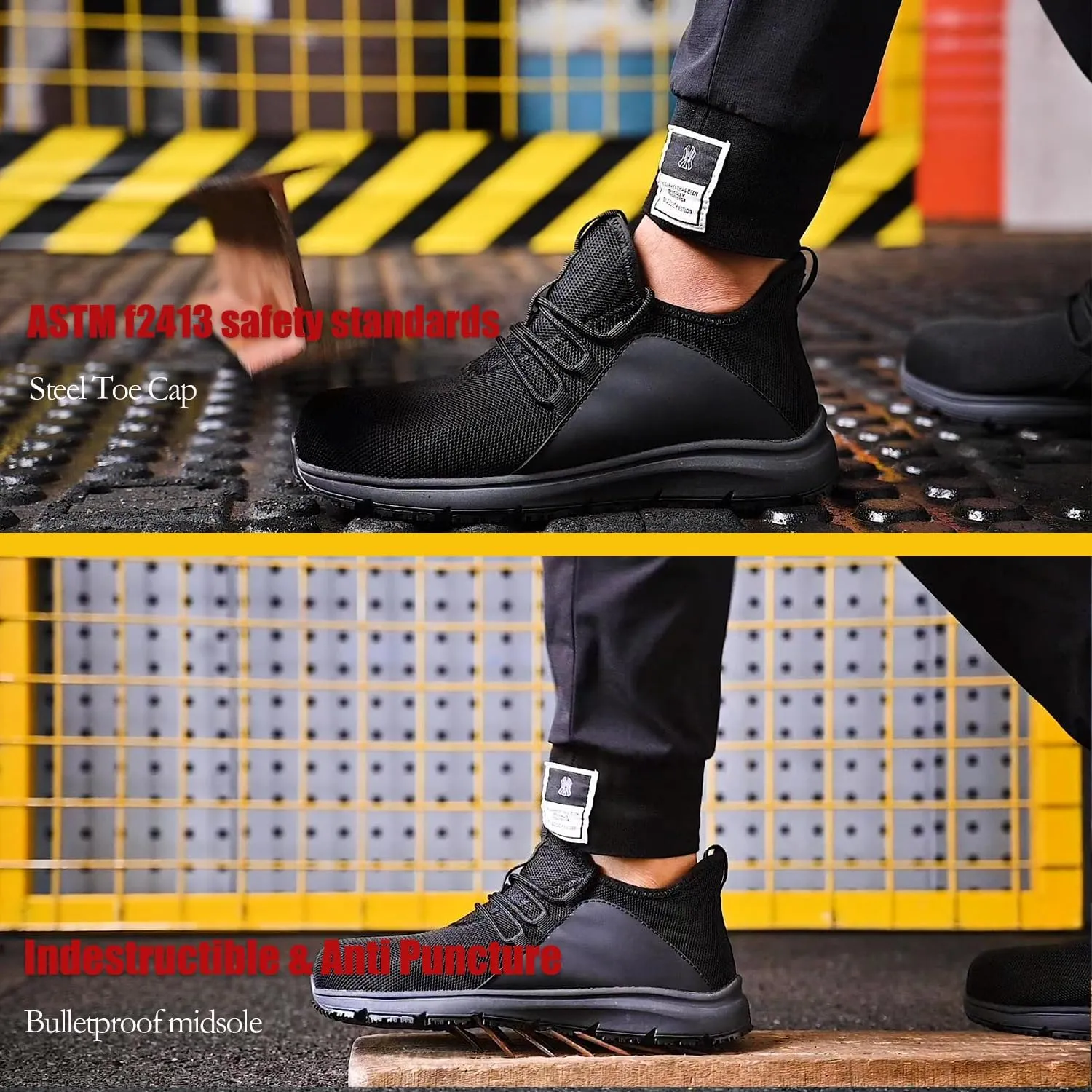 ulogu Waterproof Steel Toe Shoes for Men Comfy Lightweight Non Slip Safety Work Sneakers 6-Month Warranty