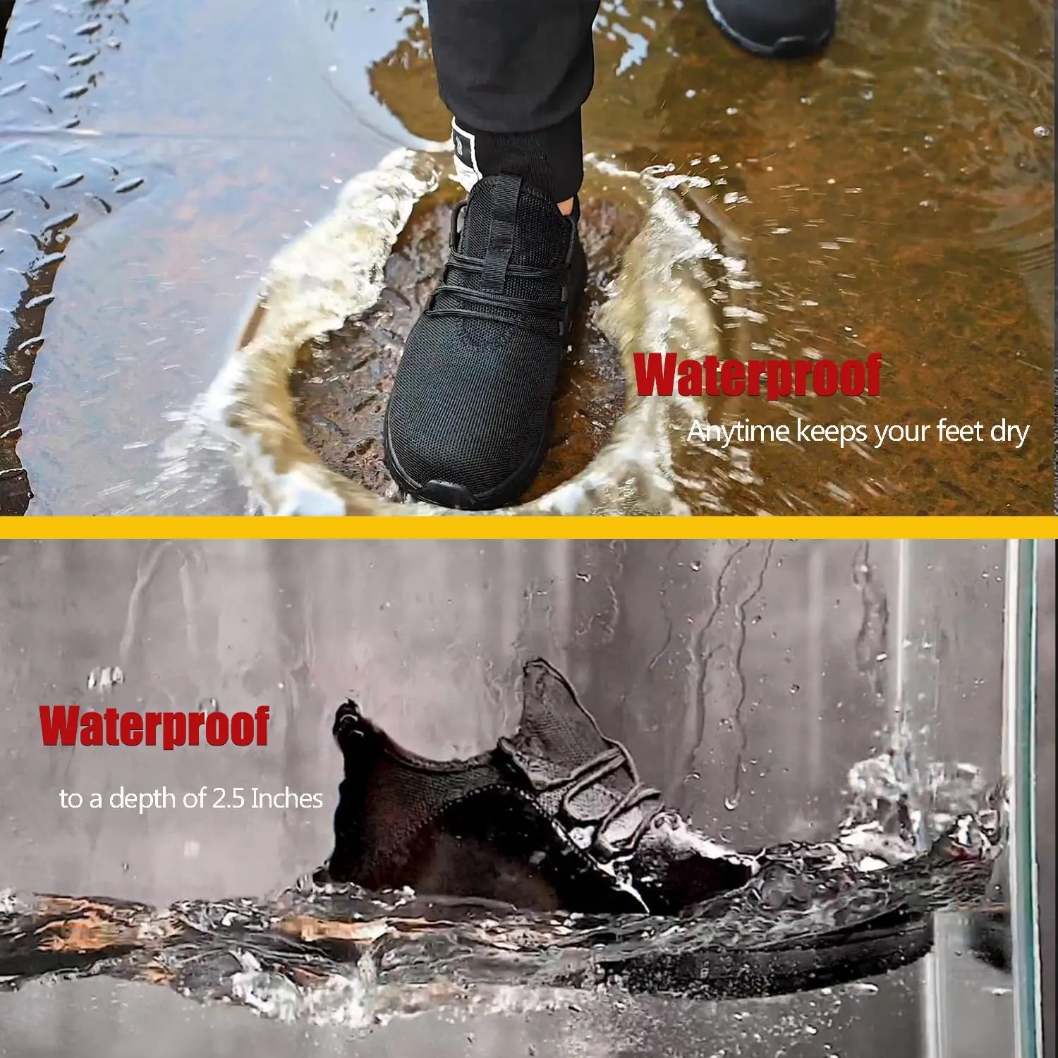 ulogu Waterproof Steel Toe Shoes for Men Comfy Lightweight Non Slip Safety Work Sneakers 6-Month Warranty