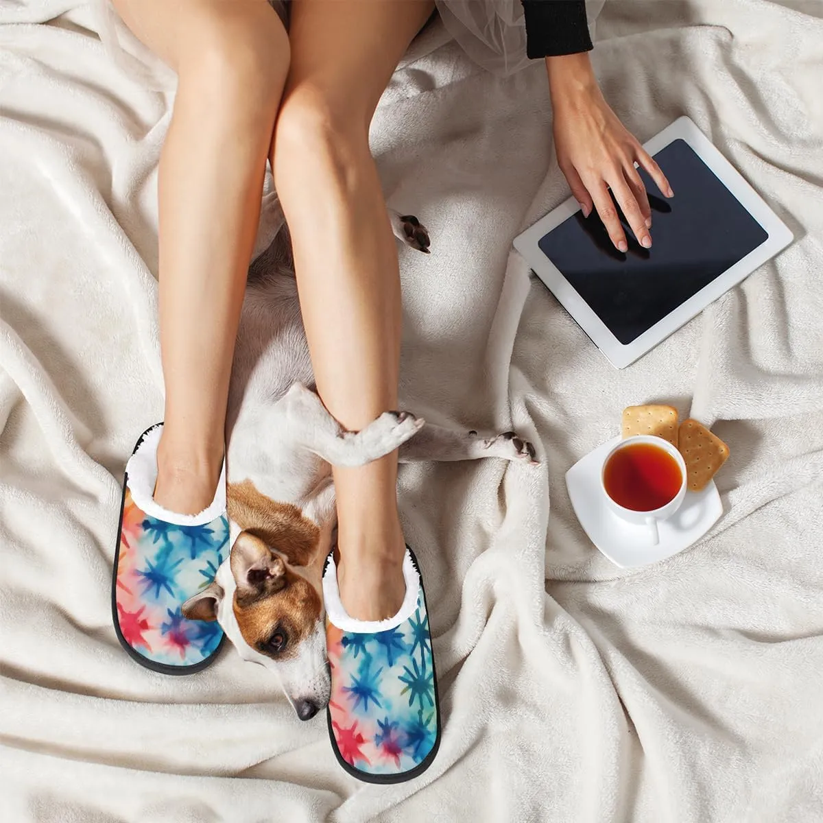 Underwater Sunshine Women's Indoor Bedroom Slippers Soft Fuzzy Slip On House Slippers for Winter Bedroom Outdoor