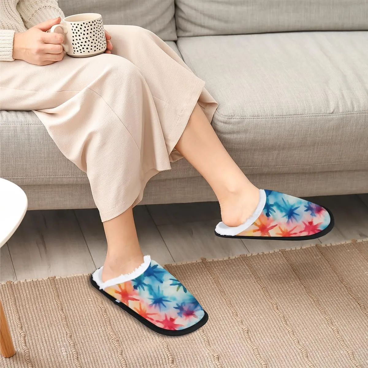Underwater Sunshine Women's Indoor Bedroom Slippers Soft Fuzzy Slip On House Slippers for Winter Bedroom Outdoor