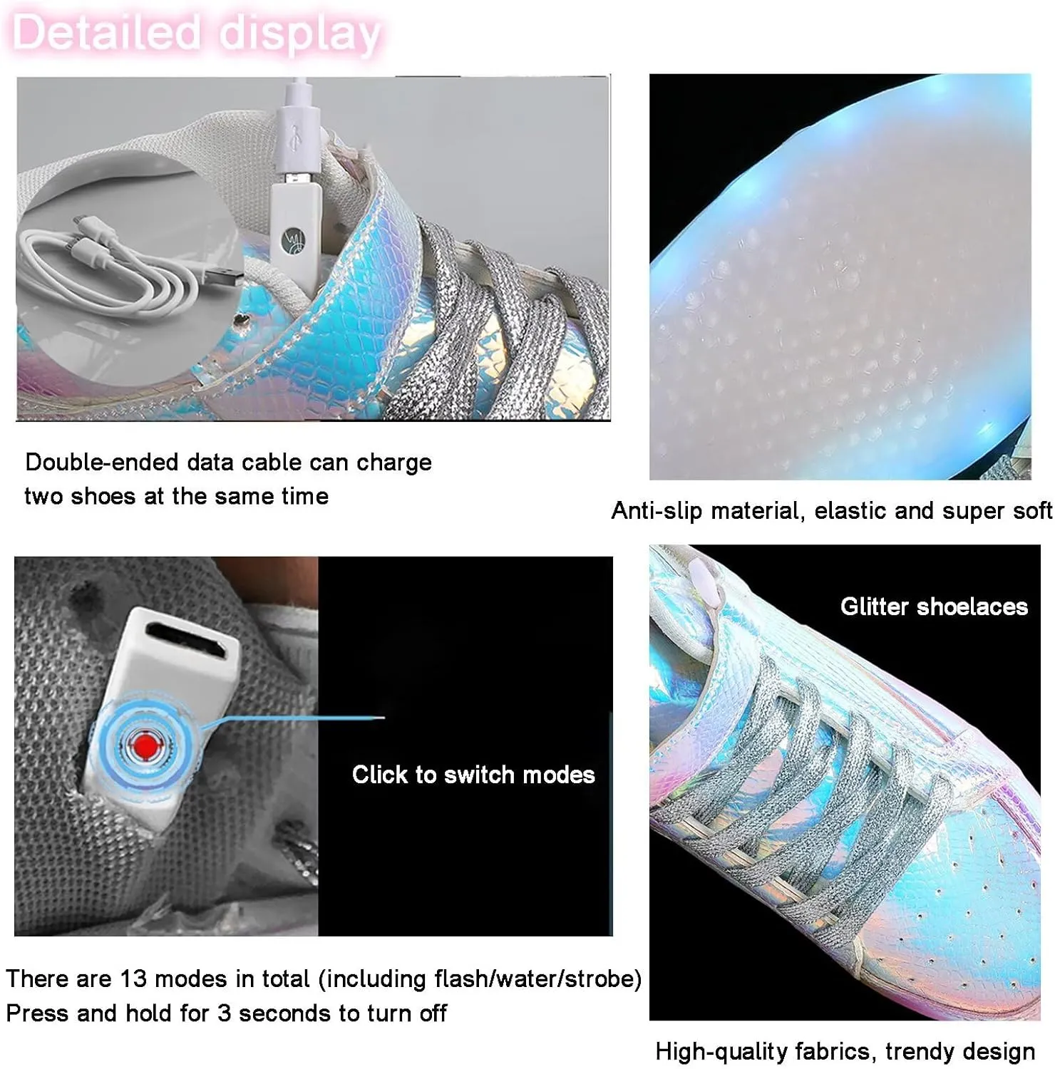 Unisex LED Light Up Shoes High Top LED Sneakers for Women Men Teens USB Rechargeable Fashion Glowing Luminous Flashing Shoes